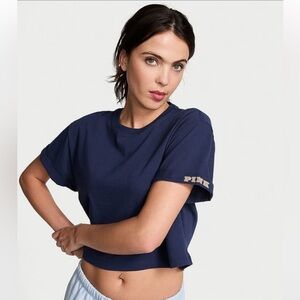 NWT Pink by Victoria’s Secret Navy Crop Top Size S